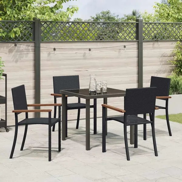Ensemble de salle à manger pour jardin 5 pcs Noir