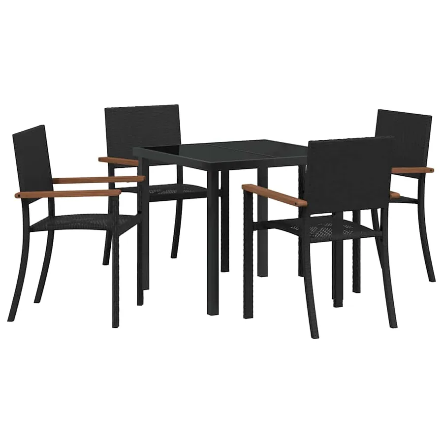 Ensemble de salle à manger pour jardin 5 pcs Noir - 2