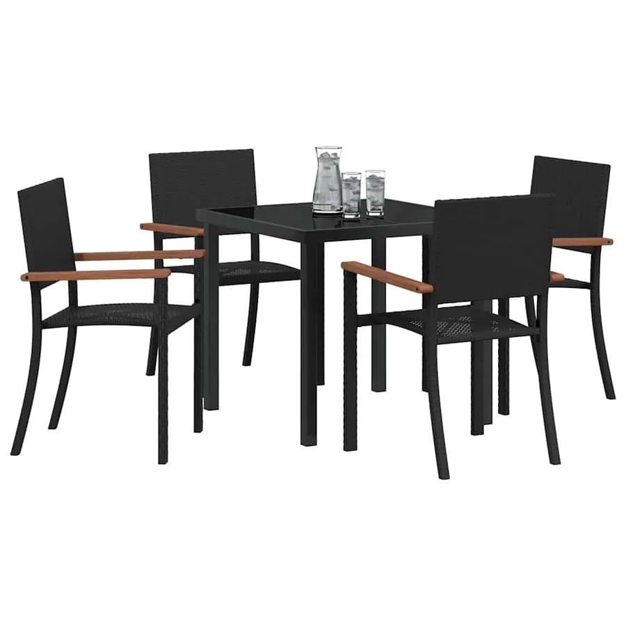 Ensemble de salle à manger pour jardin 5 pcs Noir - 3