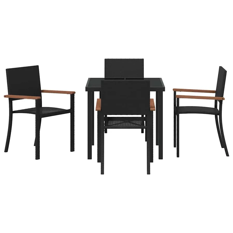 Ensemble de salle à manger pour jardin 5 pcs Noir - 4