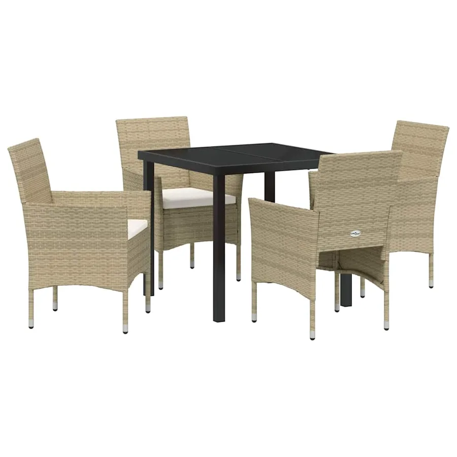 Ensemble de salle à manger pour jardin 5 pcs Beige polyrotin - 2