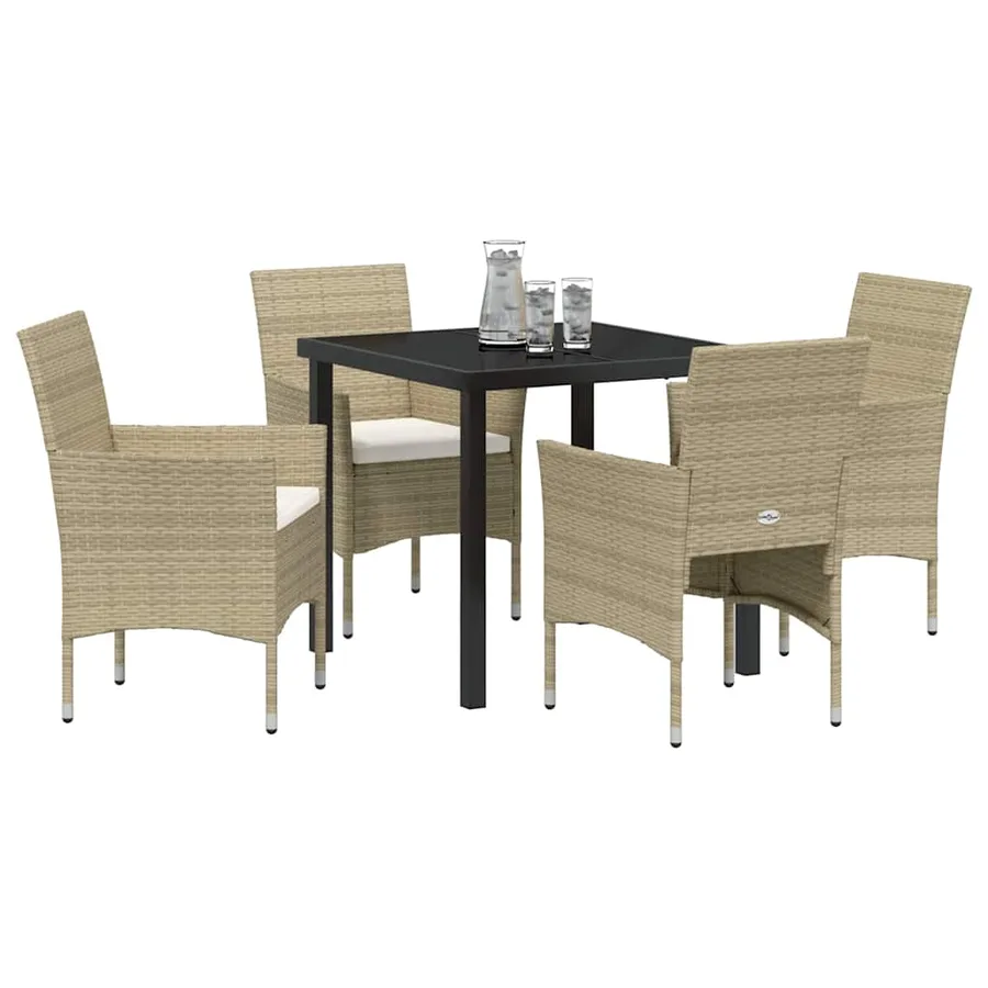 Ensemble de salle à manger pour jardin 5 pcs Beige polyrotin - 3