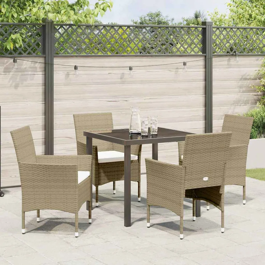 Ensemble de salle à manger pour jardin 5 pcs Beige polyrotin - 4