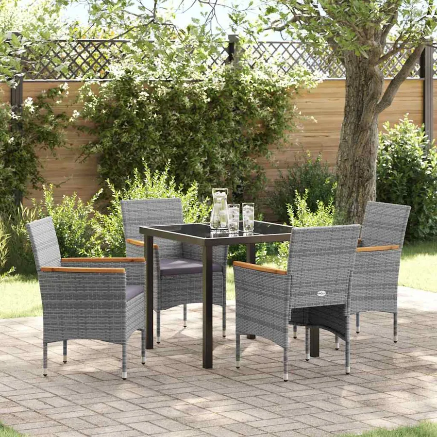 Ensemble de salle à manger pour jardin 5 pcs Gris polyrotin