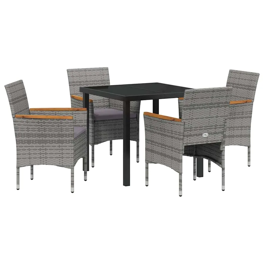 Ensemble de salle à manger pour jardin 5 pcs Gris polyrotin - 2