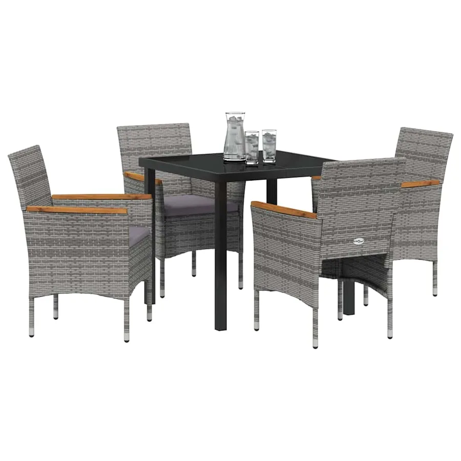 Ensemble de salle à manger pour jardin 5 pcs Gris polyrotin - 3