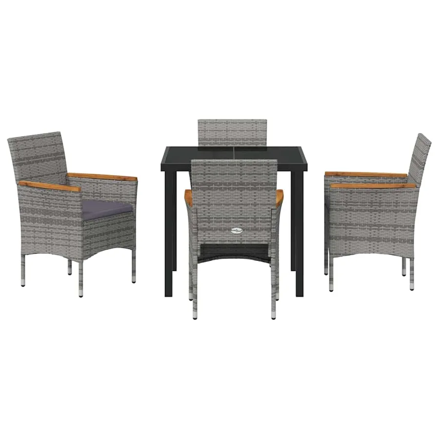 Ensemble de salle à manger pour jardin 5 pcs Gris polyrotin - 7