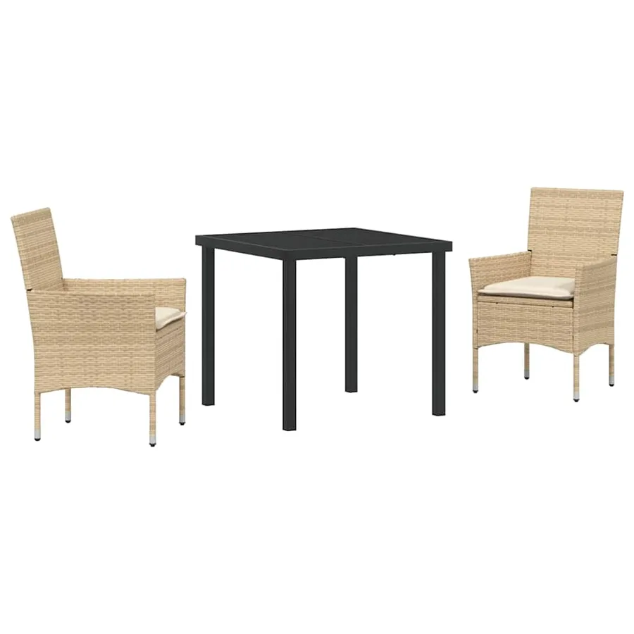 Ensemble de salle à manger pour jardin 3 pcs Beige polyrotin - 2