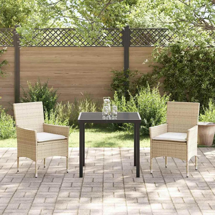Ensemble de salle à manger pour jardin 3 pcs Beige polyrotin - 4
