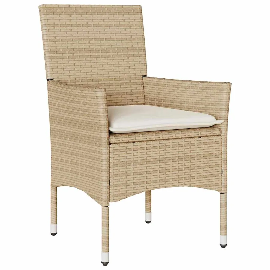Ensemble de salle à manger pour jardin 3 pcs Beige polyrotin - 6