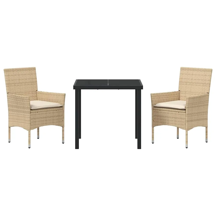 Ensemble de salle à manger pour jardin 3 pcs Beige polyrotin - 7