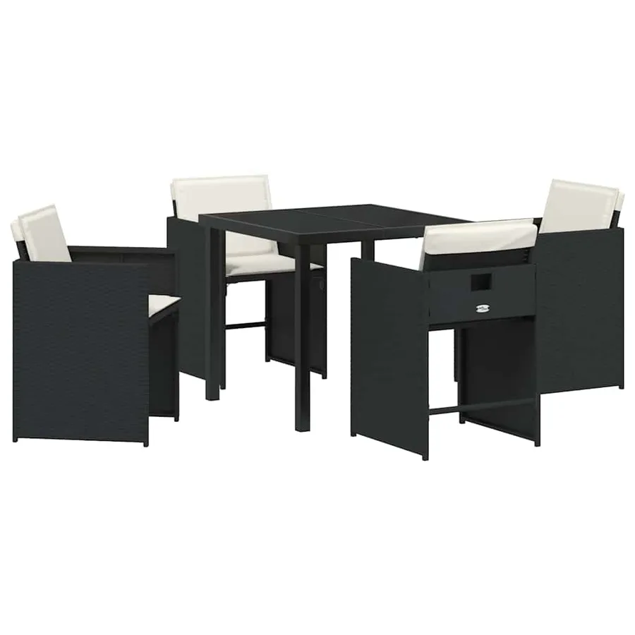 Ensemble de salle à manger pour jardin 5 pcs Noir polyrotin - 2