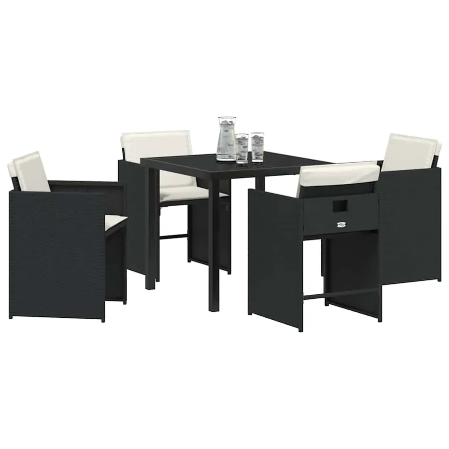 Ensemble de salle à manger pour jardin 5 pcs Noir polyrotin - 3