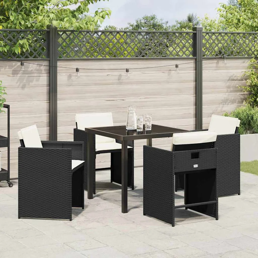 Ensemble de salle à manger pour jardin 5 pcs Noir polyrotin - 4