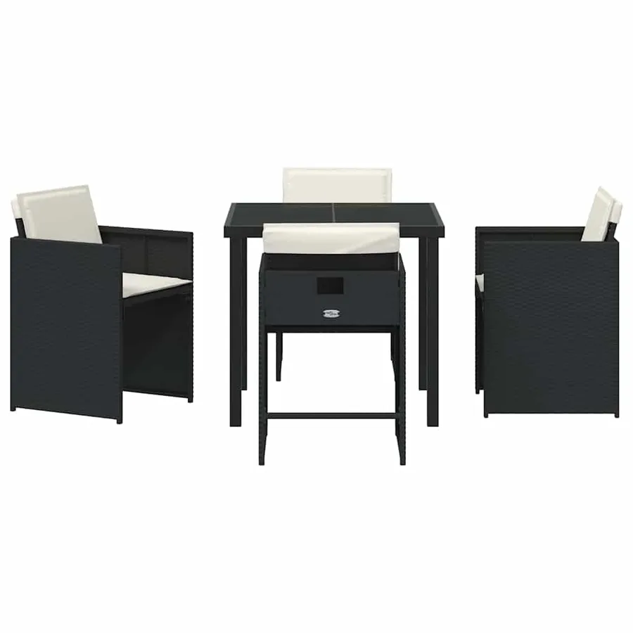 Ensemble de salle à manger pour jardin 5 pcs Noir polyrotin - 7