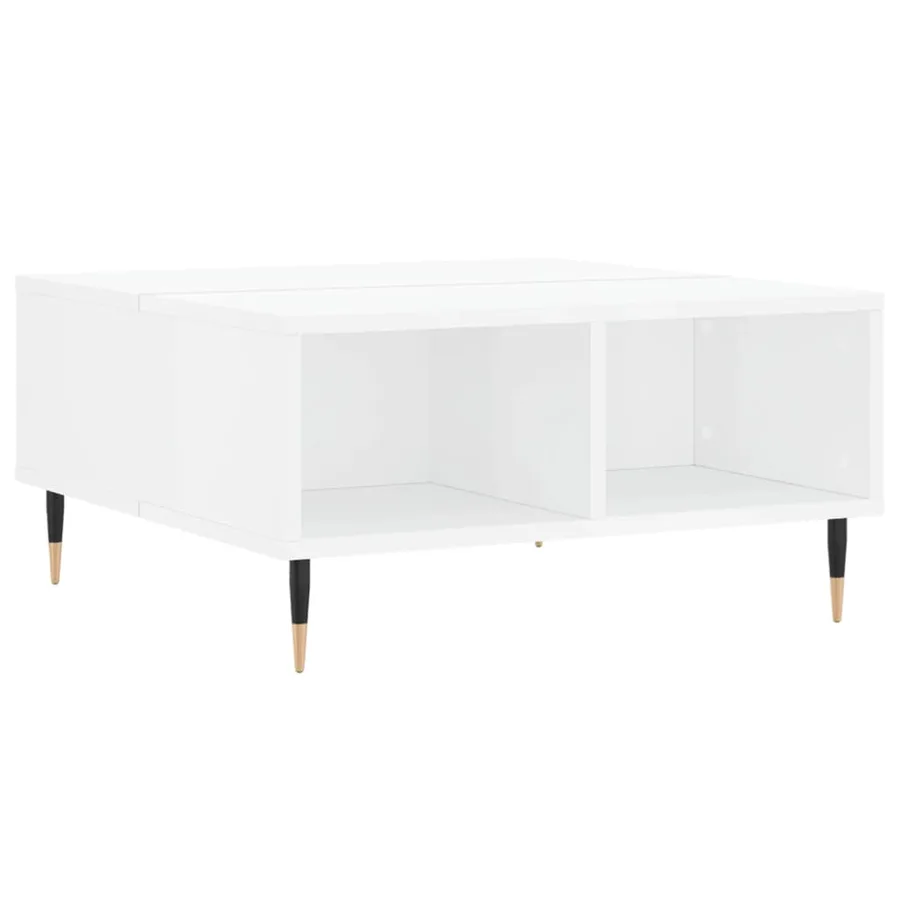 Table basse blanc brillant 60x60x30 cm bois d'ingénierie - 2