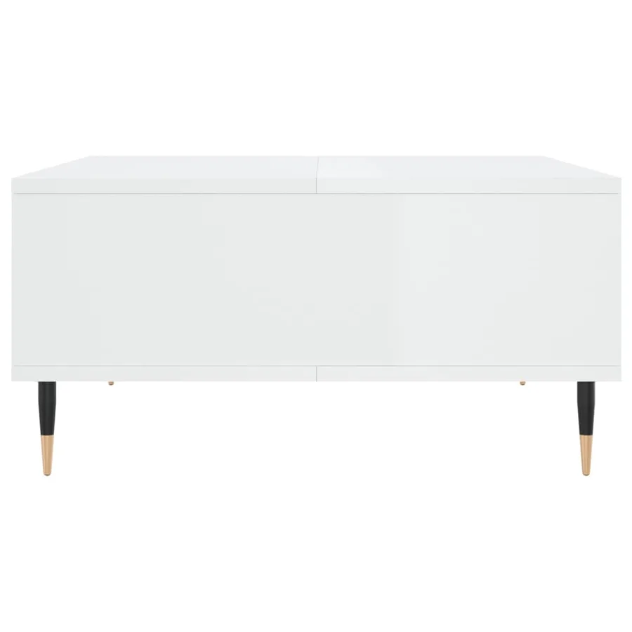 Table basse blanc brillant 60x60x30 cm bois d'ingénierie - 5