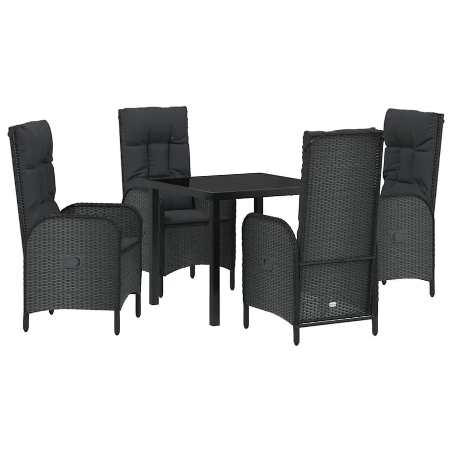 Ensemble de salle à manger pour jardin 5 pcs Noir polyrotin - 2