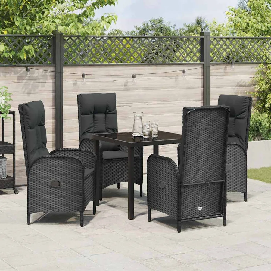Ensemble de salle à manger pour jardin 5 pcs Noir polyrotin - 4