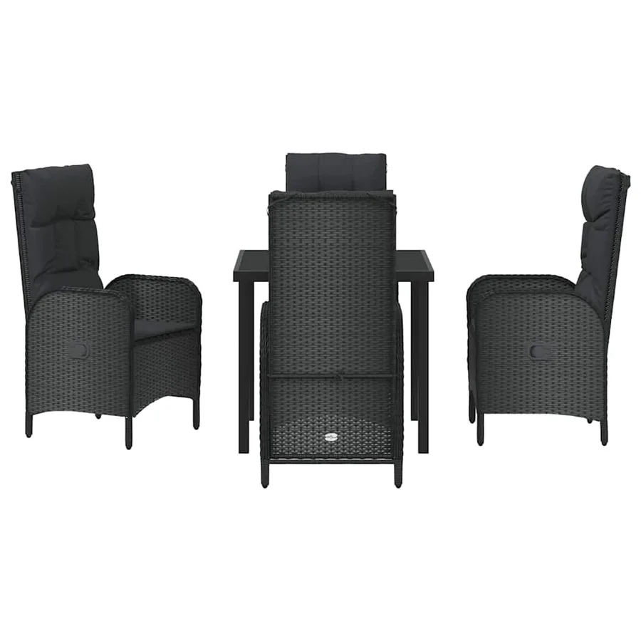 Ensemble de salle à manger pour jardin 5 pcs Noir polyrotin - 7