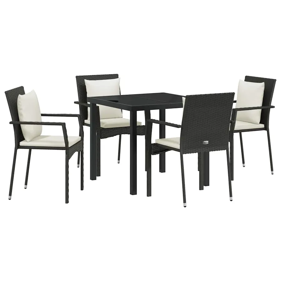 Ensemble de salle à manger pour jardin 5 pcs Noir polyrotin - 2