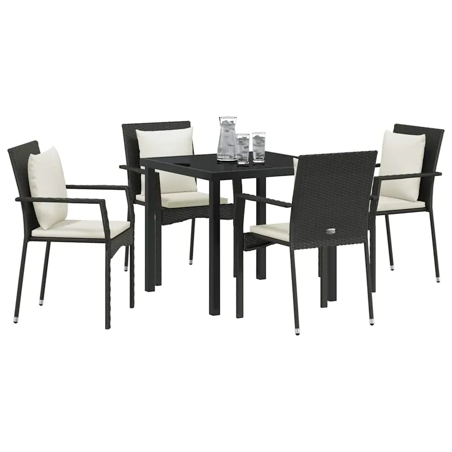 Ensemble de salle à manger pour jardin 5 pcs Noir polyrotin - 3