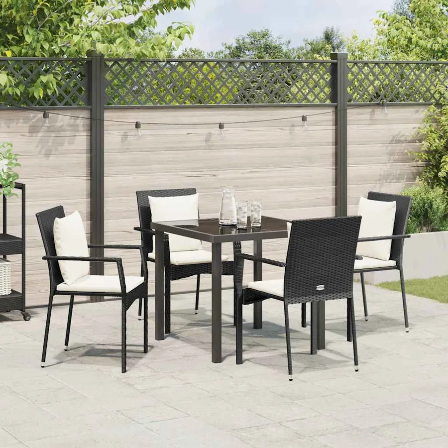 Ensemble de salle à manger pour jardin 5 pcs Noir polyrotin - 4