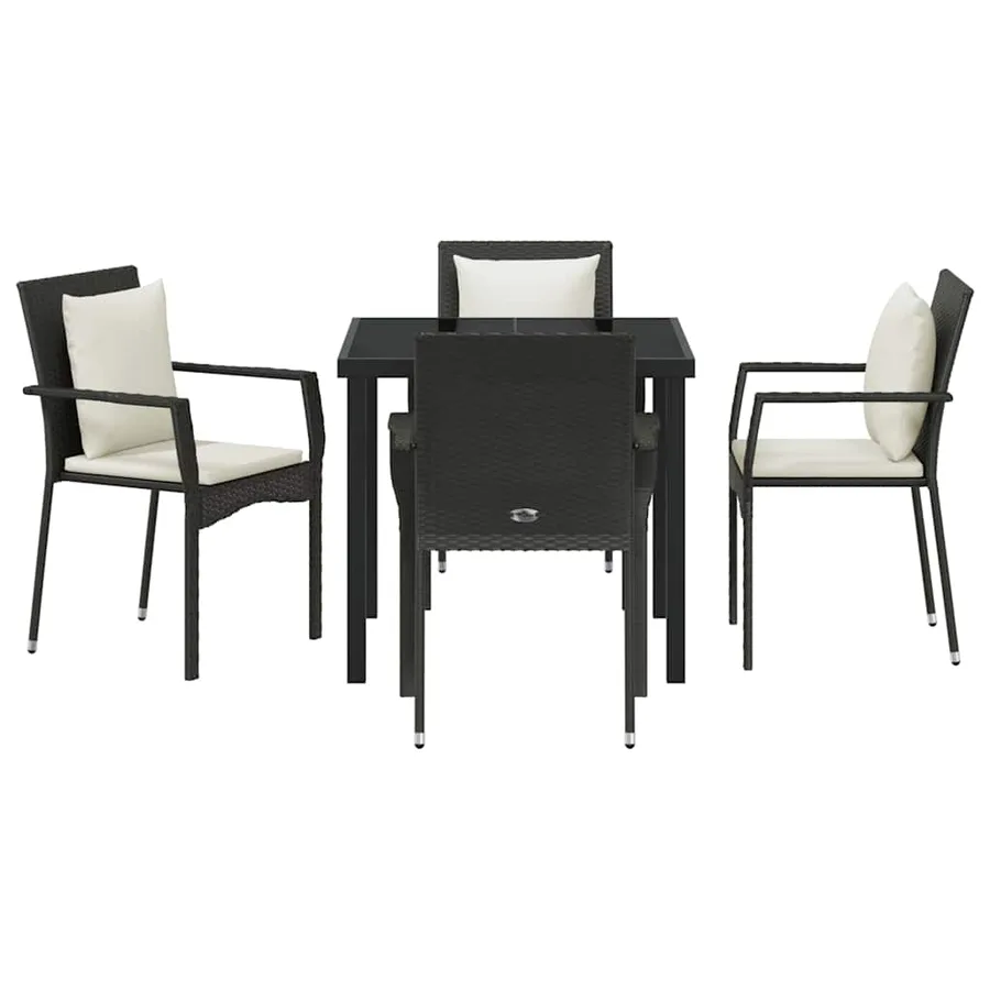 Ensemble de salle à manger pour jardin 5 pcs Noir polyrotin - 7