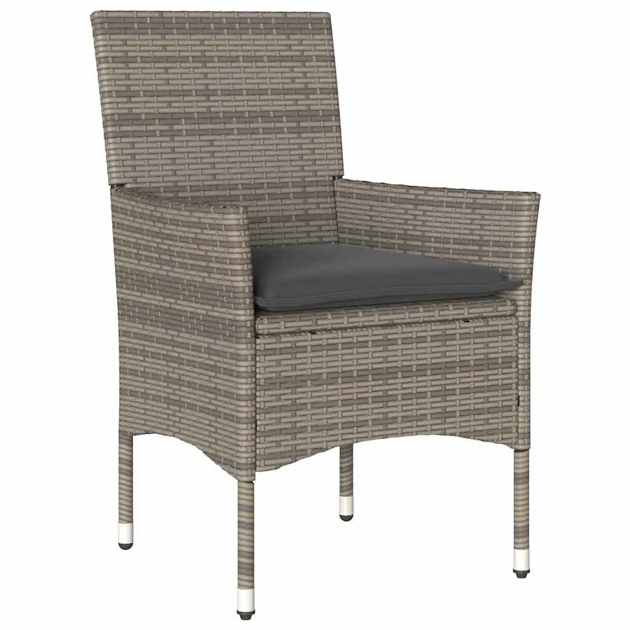 Ensemble de salle à manger pour jardin 3 pcs Gris polyrotin - 6
