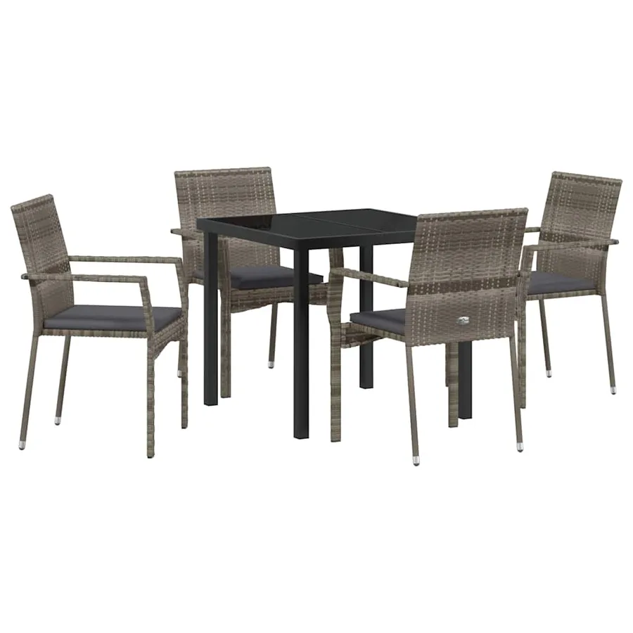 Ensemble de salle à manger pour jardin 5 pcs Gris polyrotin - 2