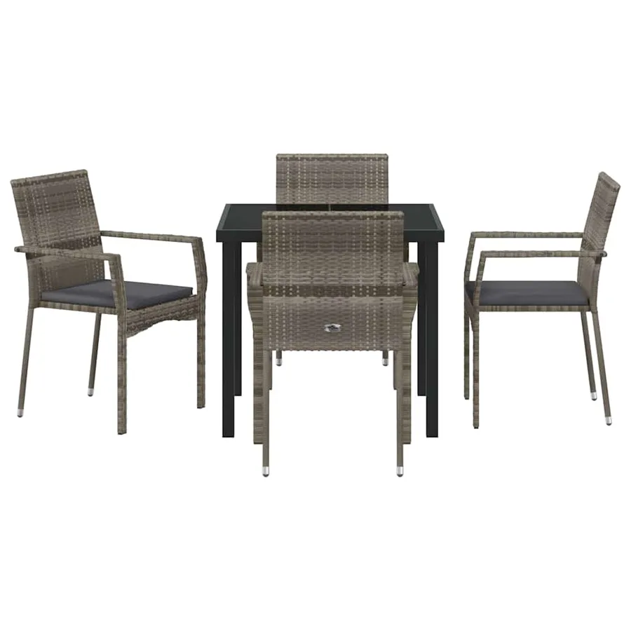 Ensemble de salle à manger pour jardin 5 pcs Gris polyrotin - 7