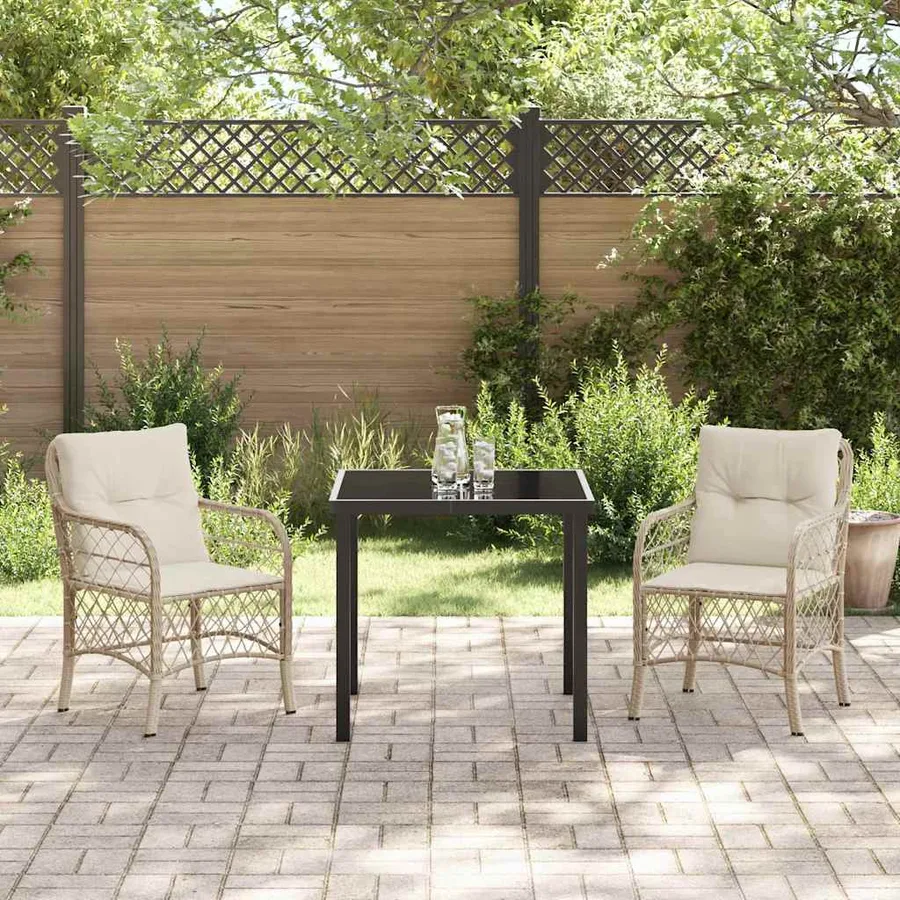 Ensemble de salle à manger pour jardin 3 pcs Beige polyrotin - 4