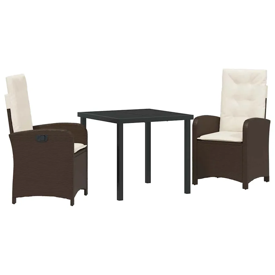 Ensemble de salle à manger pour jardin 3 pcs Marron polyrotin - 2