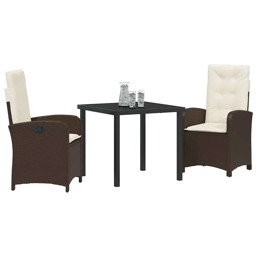 Ensemble de salle à manger pour jardin 3 pcs Marron polyrotin - 3