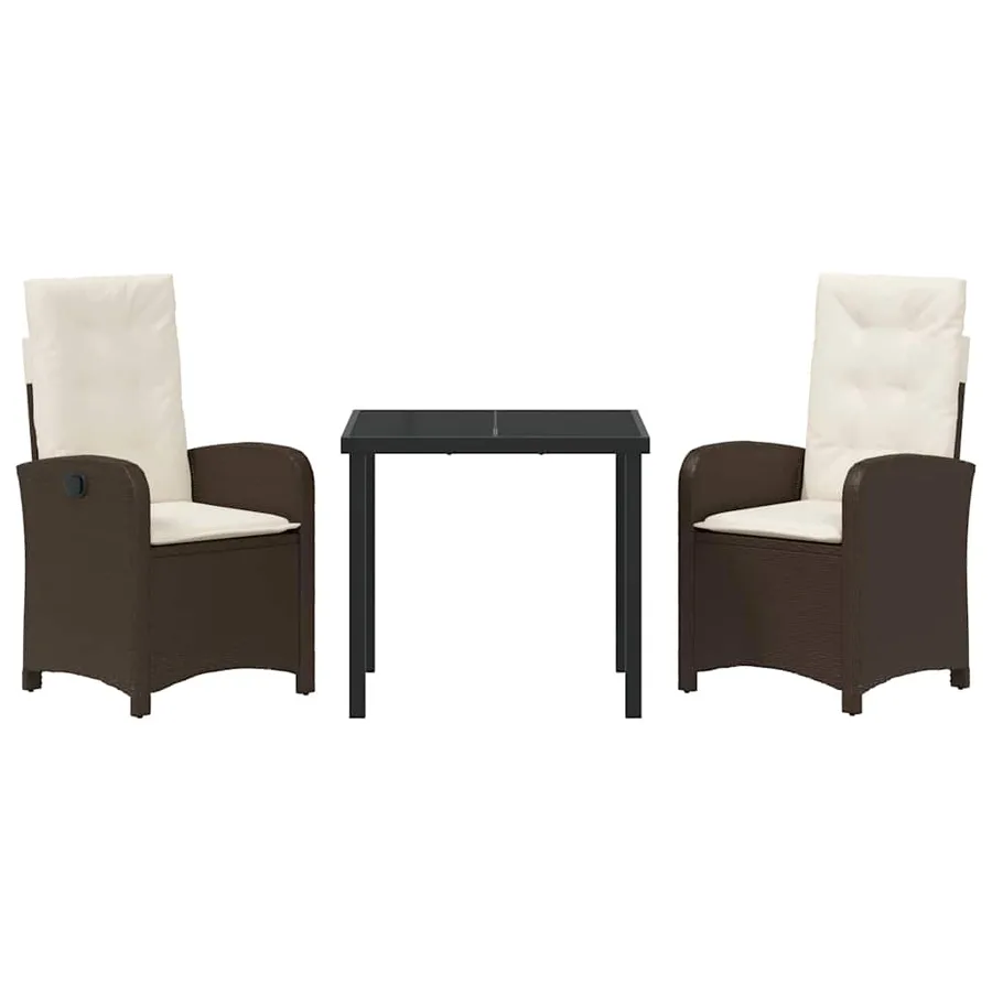 Ensemble de salle à manger pour jardin 3 pcs Marron polyrotin - 7