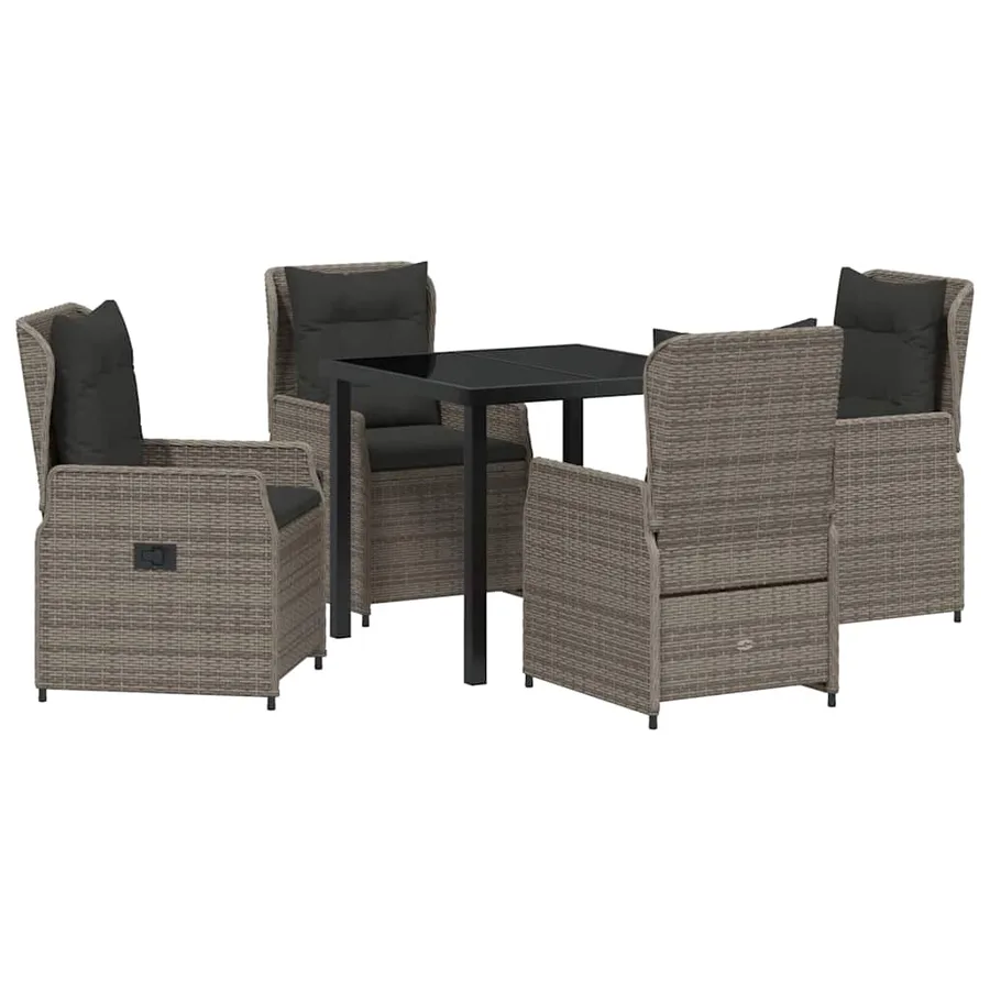 Ensemble de salle à manger pour jardin 5 pcs Gris polyrotin - 2