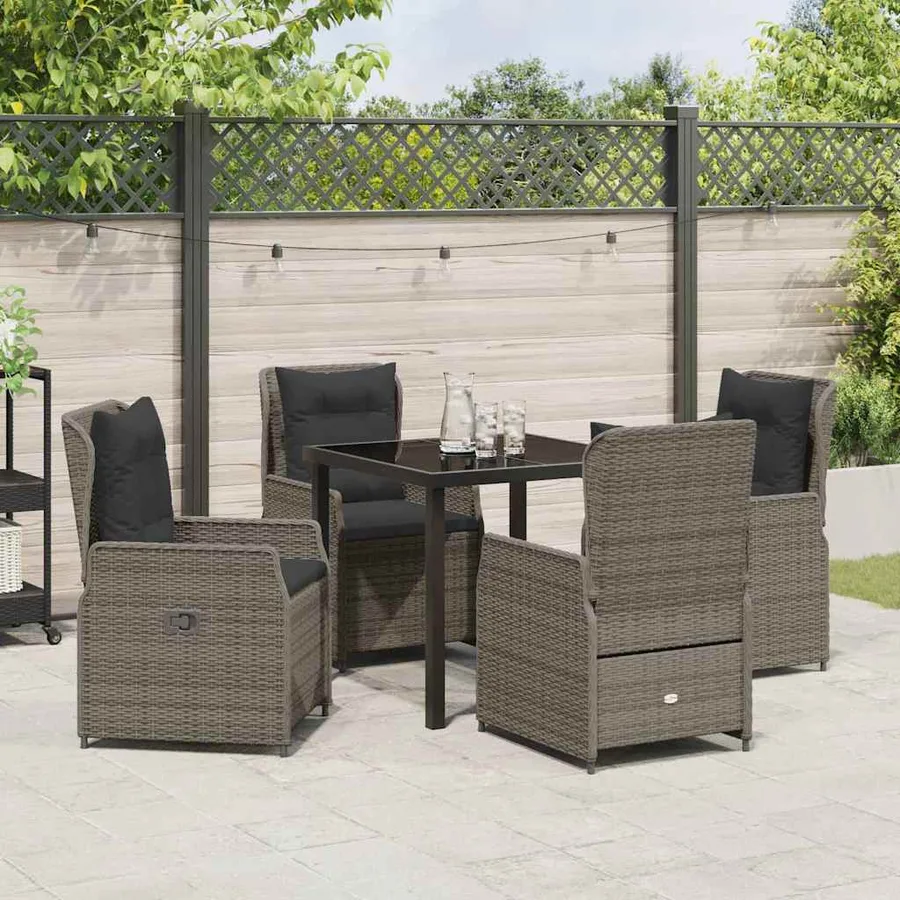 Ensemble de salle à manger pour jardin 5 pcs Gris polyrotin - 4