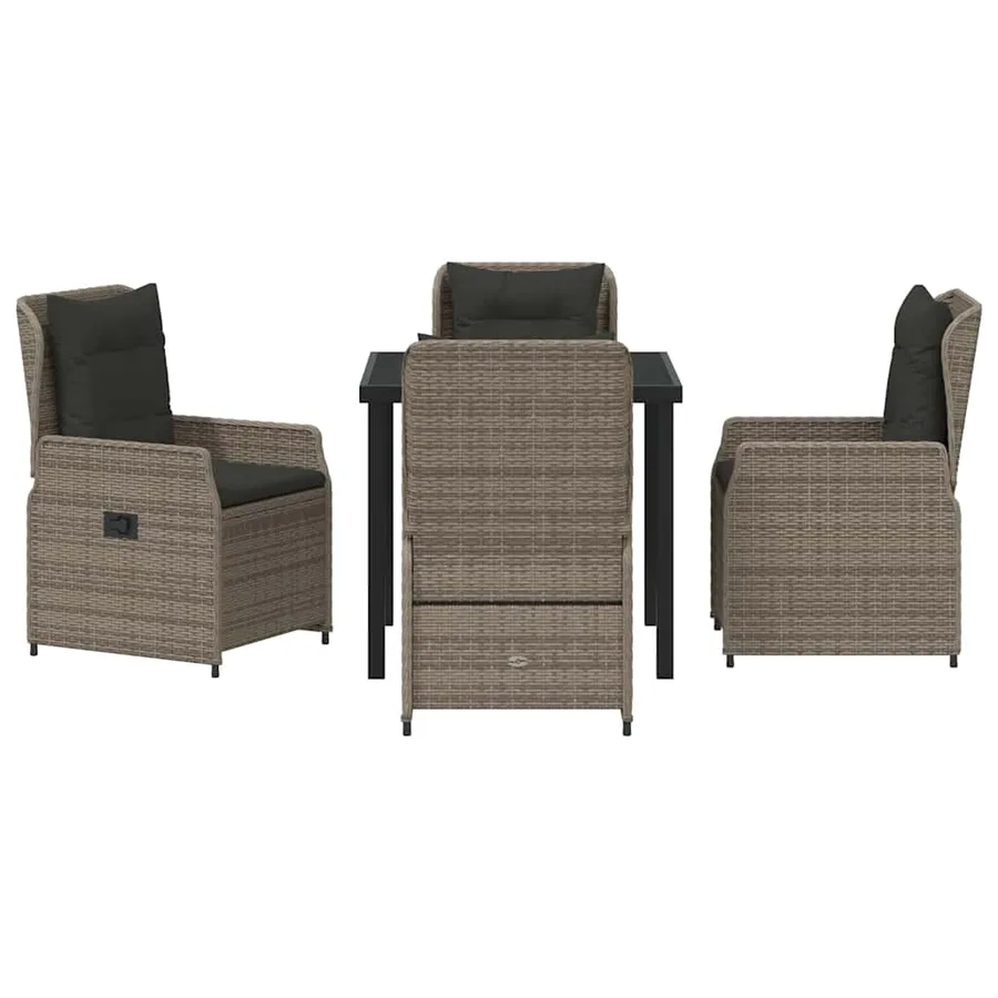 Ensemble de salle à manger pour jardin 5 pcs Gris polyrotin - 7