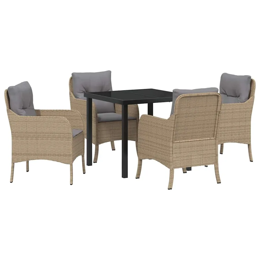 Ensemble de salle à manger pour jardin 5 pcs Beige polyrotin - 2