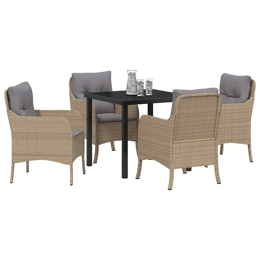 Ensemble de salle à manger pour jardin 5 pcs Beige polyrotin - 3