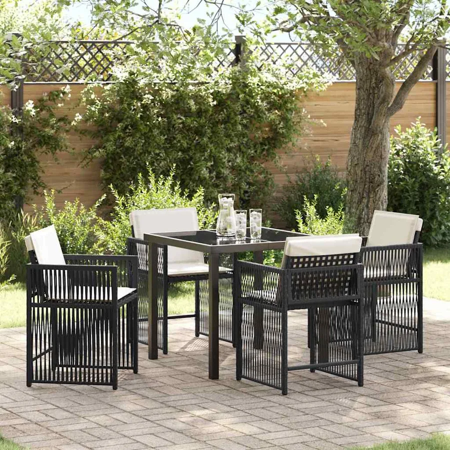 Ensemble de salle à manger pour jardin 5 pcs Noir polyrotin