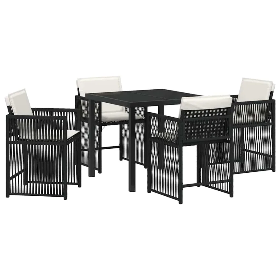 Ensemble de salle à manger pour jardin 5 pcs Noir polyrotin - 2