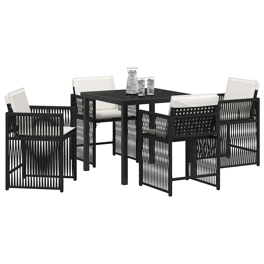 Ensemble de salle à manger pour jardin 5 pcs Noir polyrotin - 3