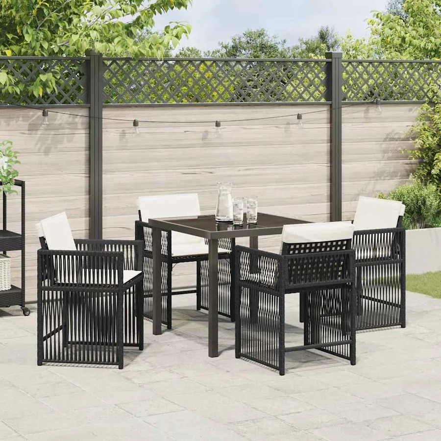 Ensemble de salle à manger pour jardin 5 pcs Noir polyrotin - 4