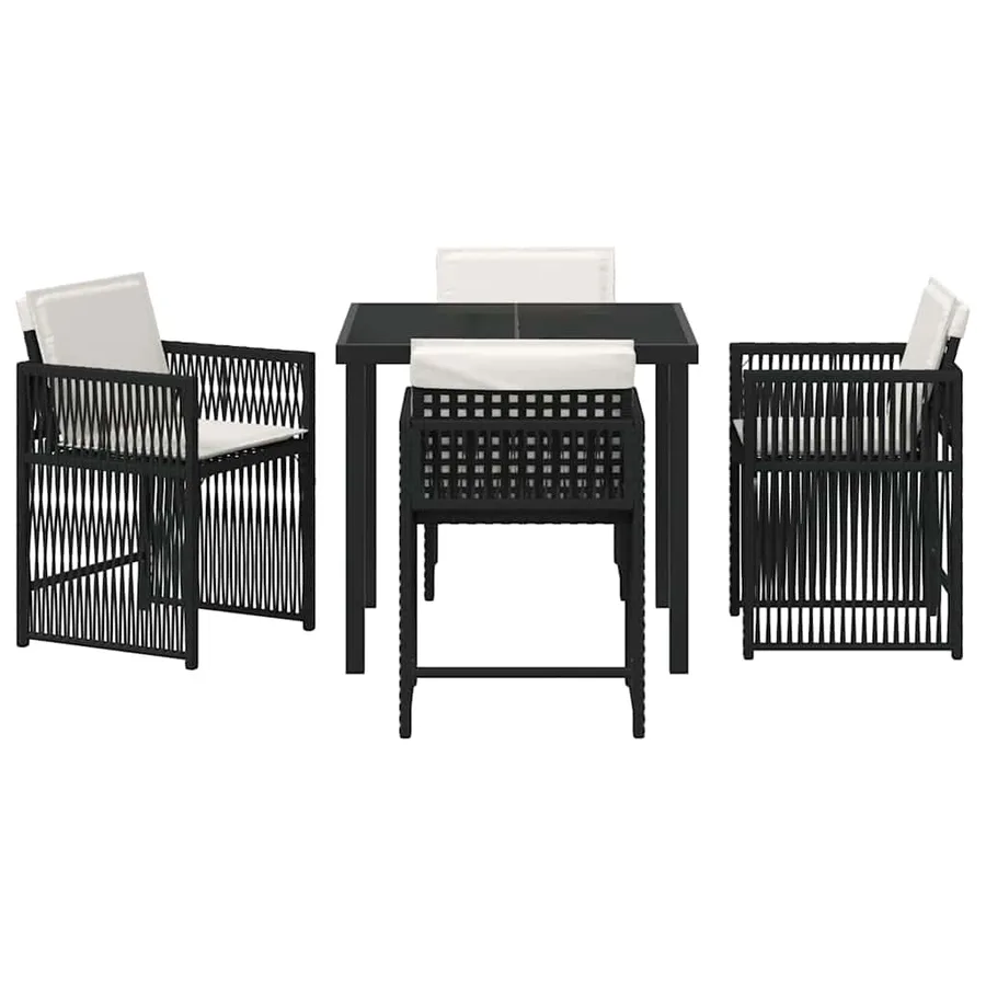 Ensemble de salle à manger pour jardin 5 pcs Noir polyrotin - 7