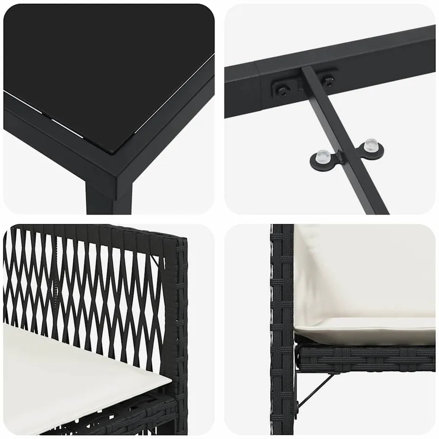 Ensemble de salle à manger pour jardin 5 pcs Noir polyrotin - 9