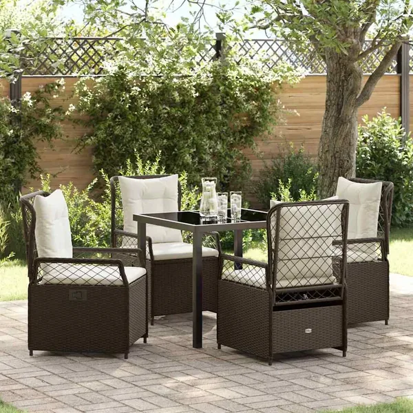Ensemble de salle à manger pour jardin 5 pcs Marron polyrotin