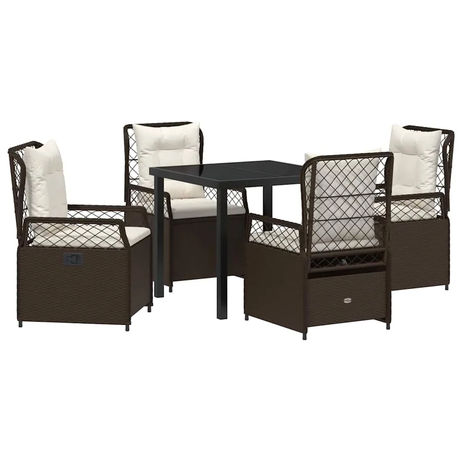 Ensemble de salle à manger pour jardin 5 pcs Marron polyrotin - 2