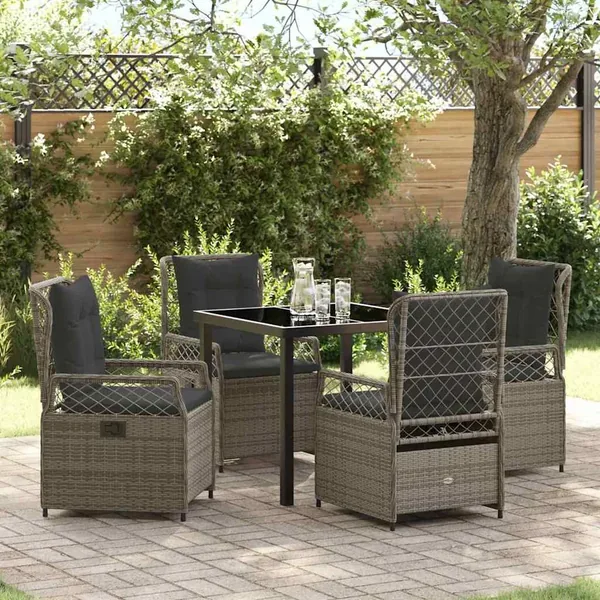 Ensemble de salle à manger pour jardin 5 pcs Gris polyrotin