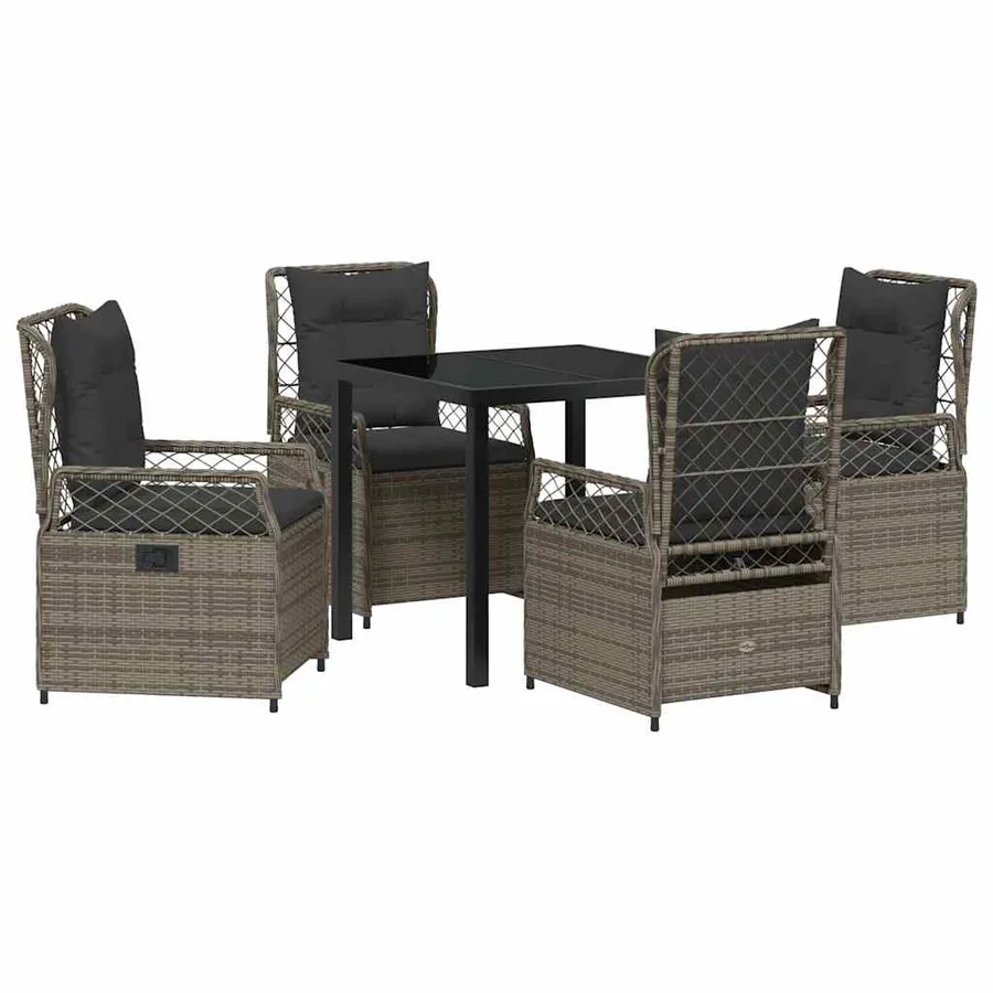 Ensemble de salle à manger pour jardin 5 pcs Gris polyrotin - 2
